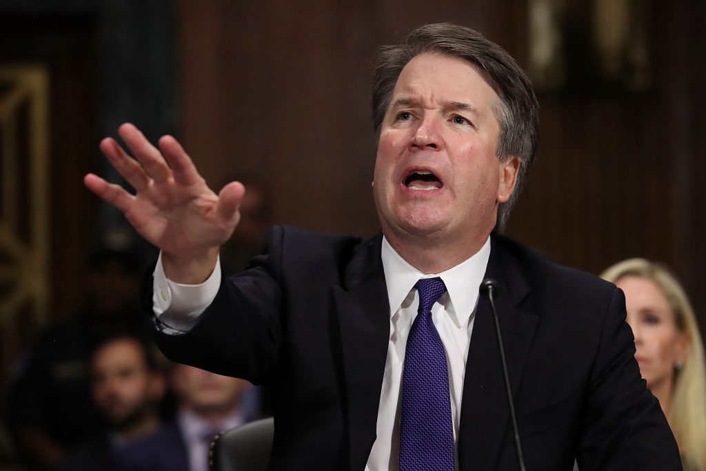 Judge Brett Kavanaugh gesturing during his confirmation testimony